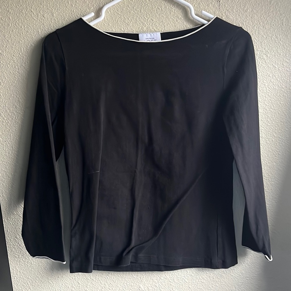 Black Long Sleeve Top with Cream Colored Lining